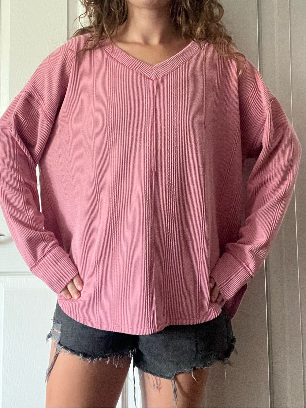 Lush Ribbed V-Neck Sweater - Picture 11 of 11